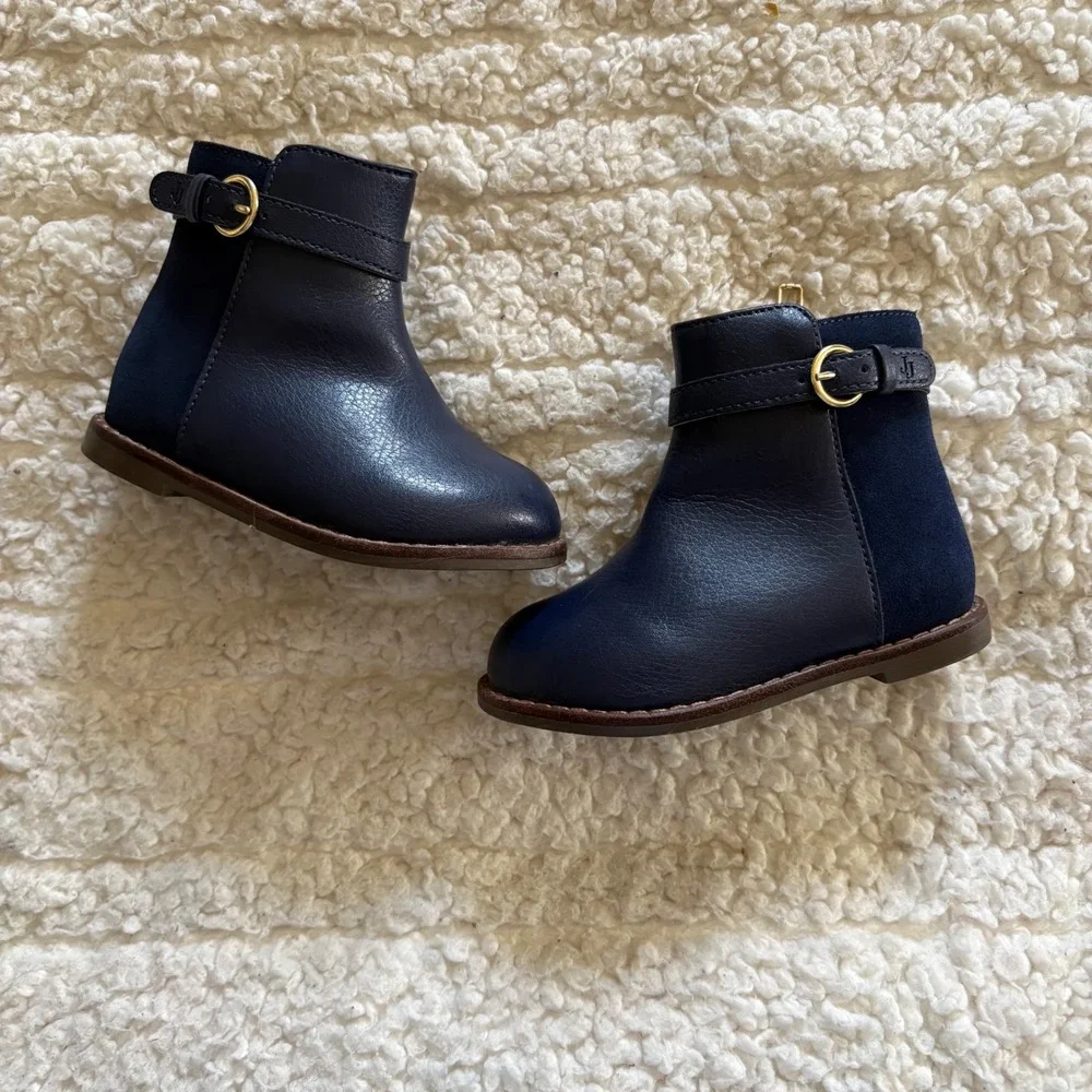 Janie and Jack Toddler Suede Side Zip Ankle Bootie in‎ Merchant Marine Navy Sz 5